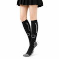 Calze sportive al ginocchio 35-38 in maglia nero/grigio con supporto elastico