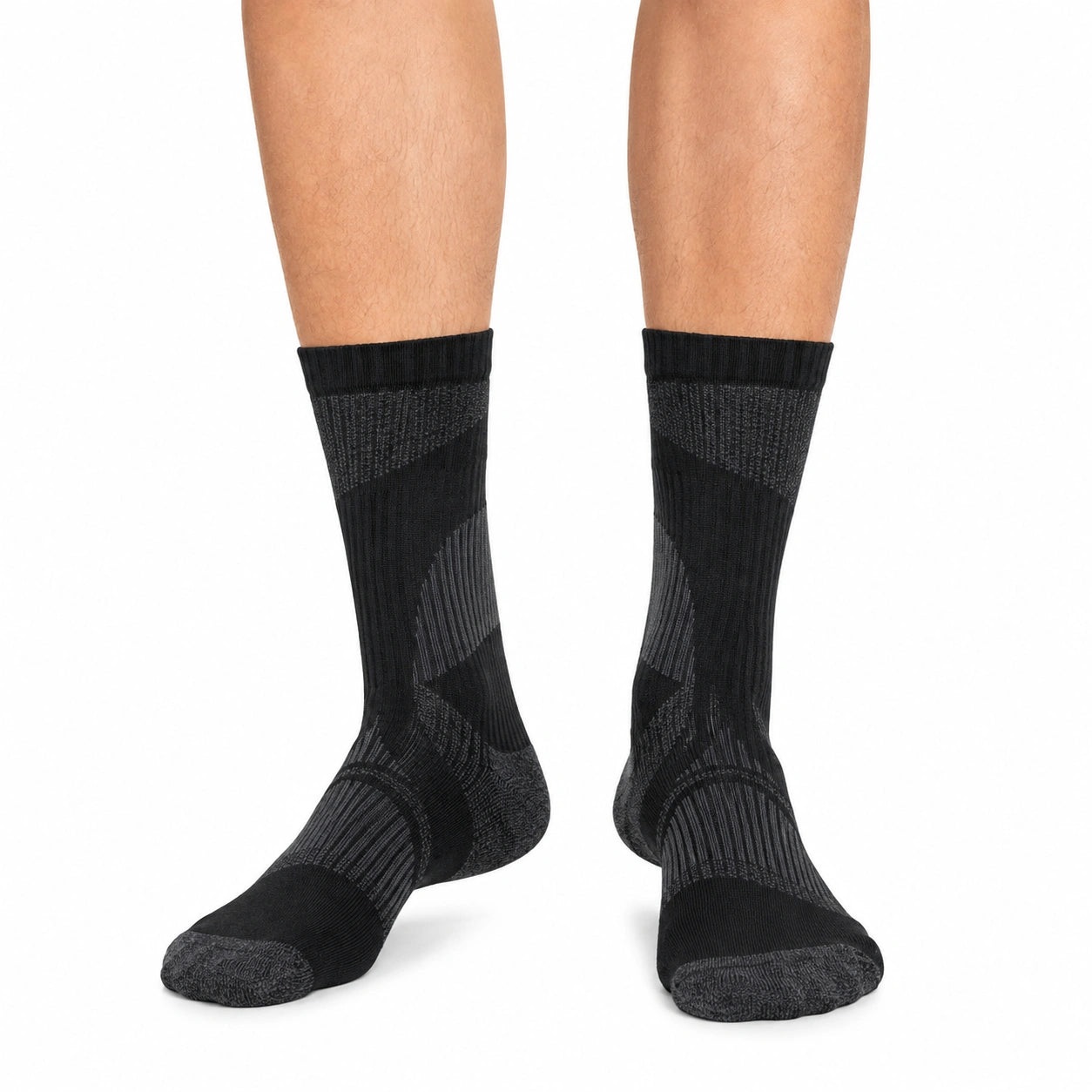 Calze sportive medie 35-38 in maglia nero e grigio antracite
