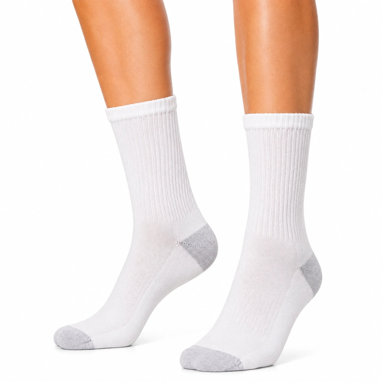 Calze sportive 35-38 in maglia bianco e grigio a coste
