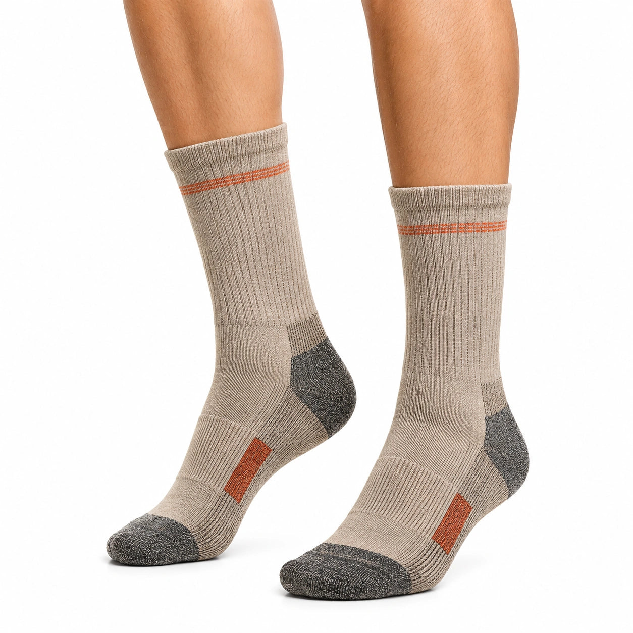 Calze sportive 43-46 in maglia beige grigio arancione a coste per attività quotidiane