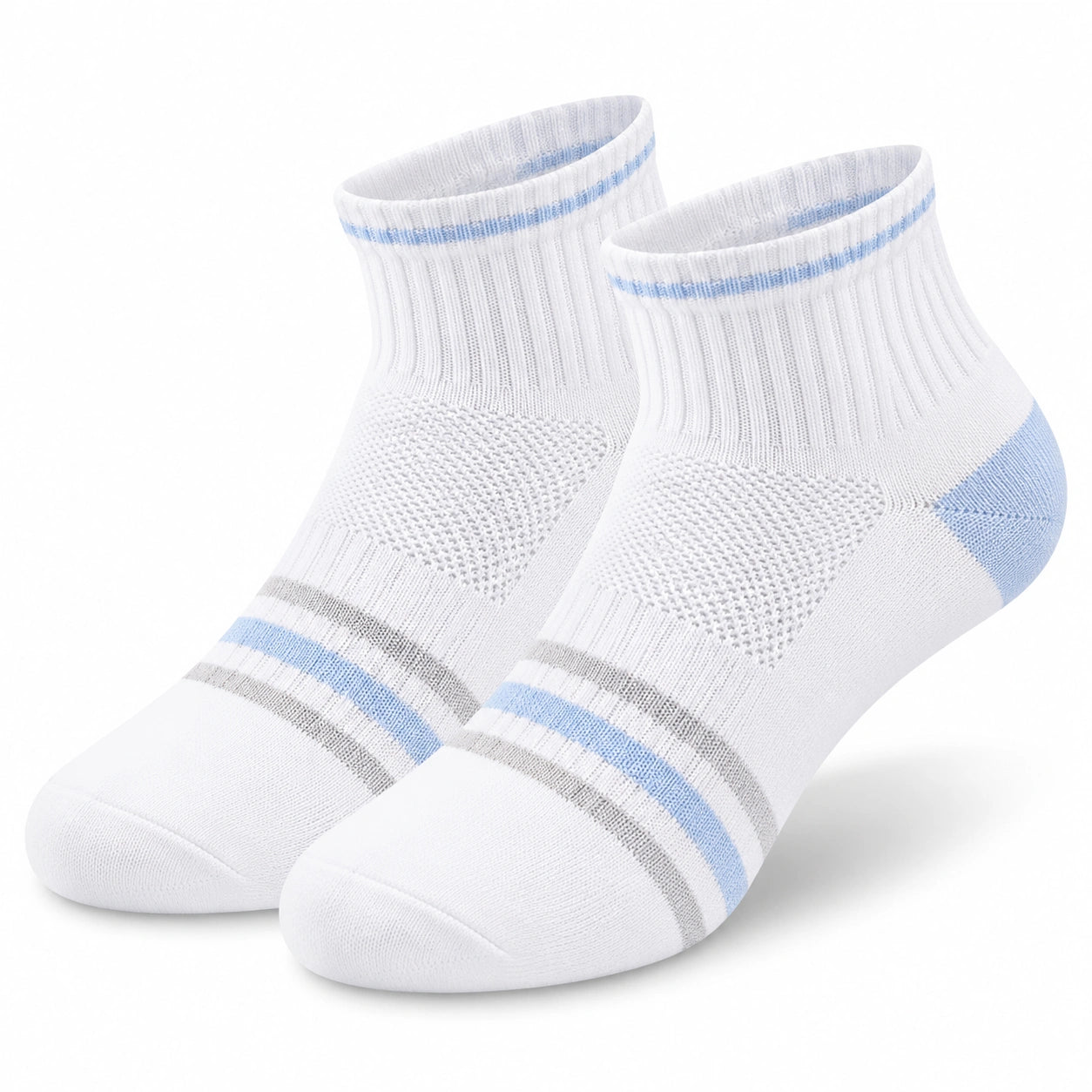 Calzini alla caviglia 43-46 in maglia bianco azzurro e grigio - traspiranti sportivi