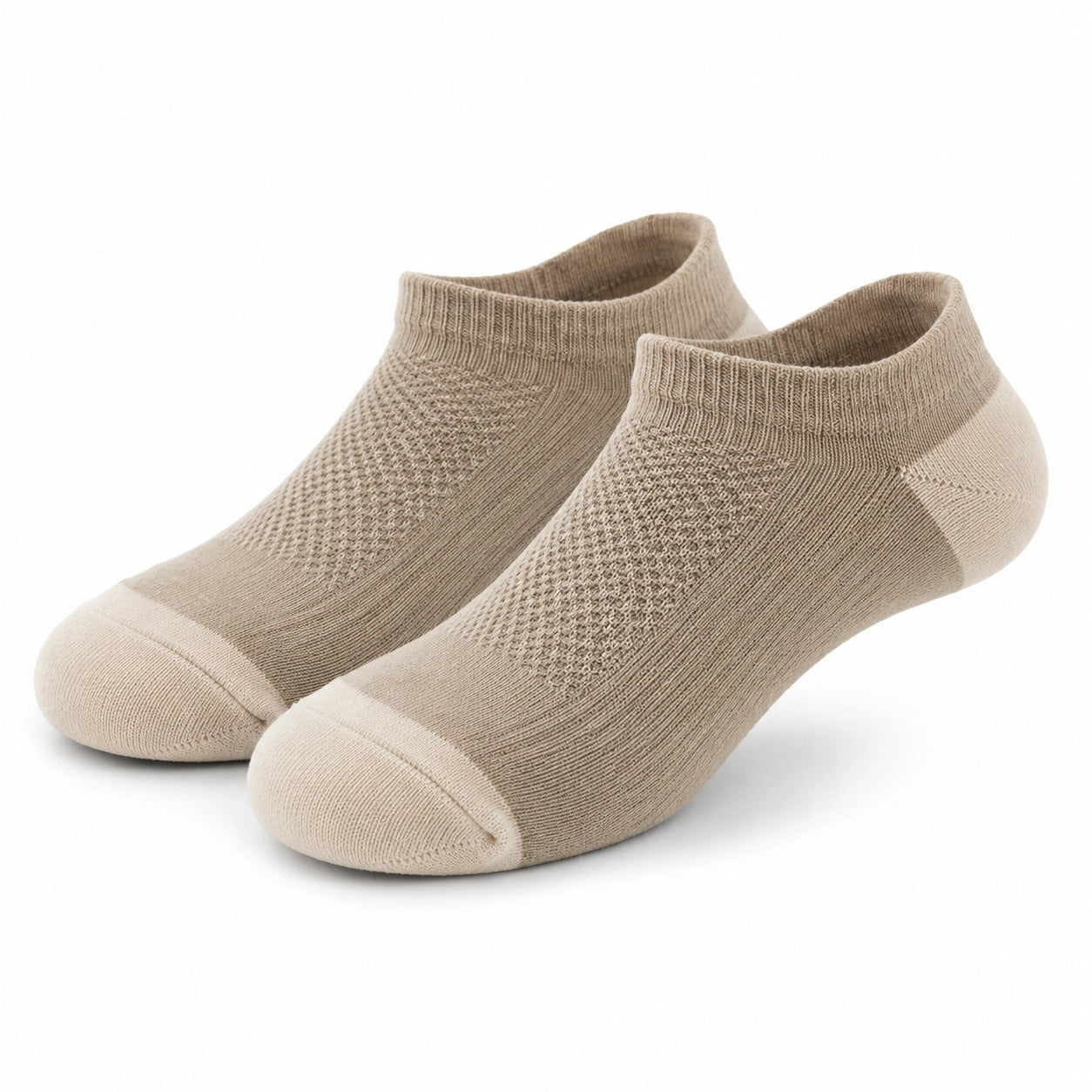 Calzini corti 43-46 in fibra tessile beige traspiranti a coste
