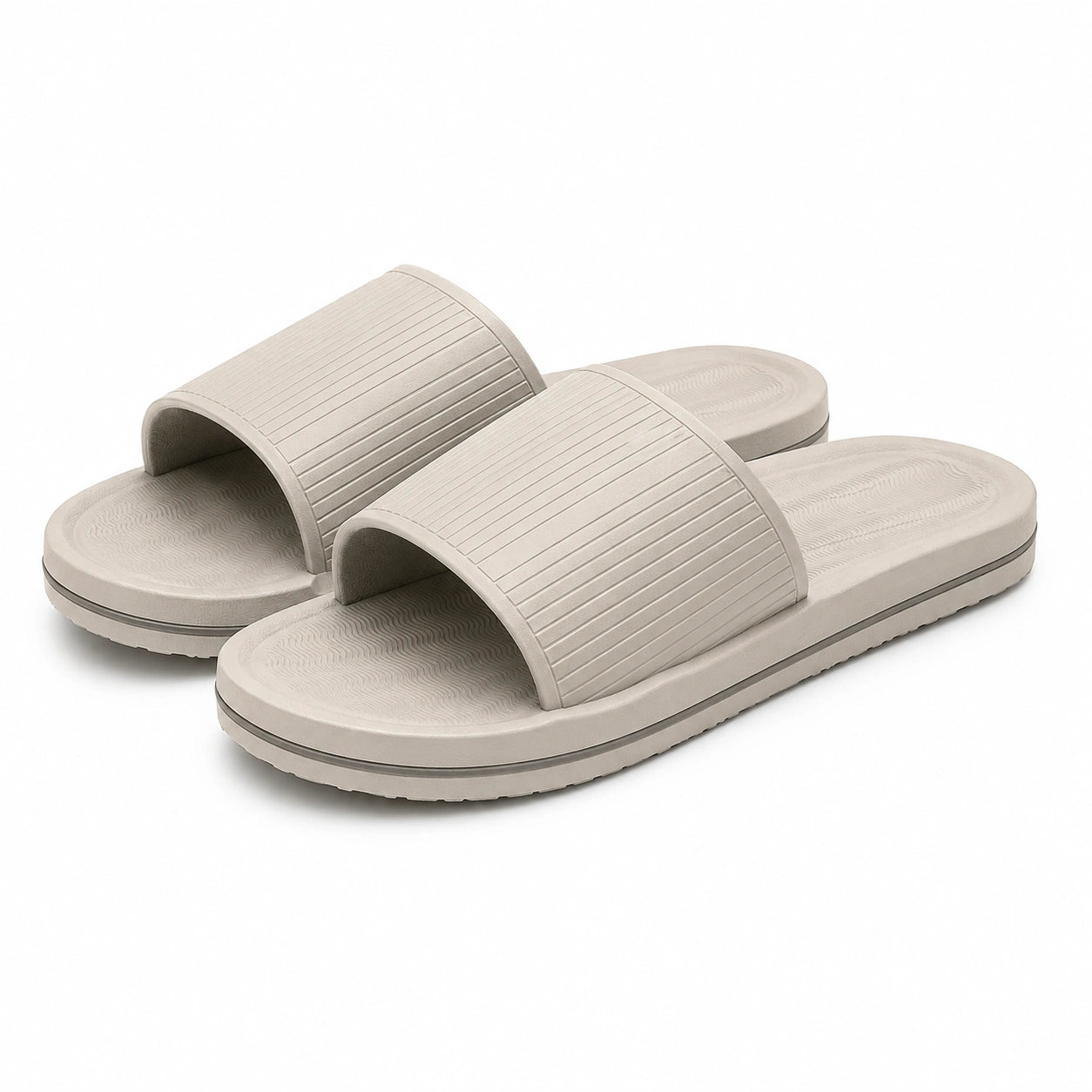 Ciabatte a fascia taglia 40/41 in materiale sintetico beige con suola antiscivolo