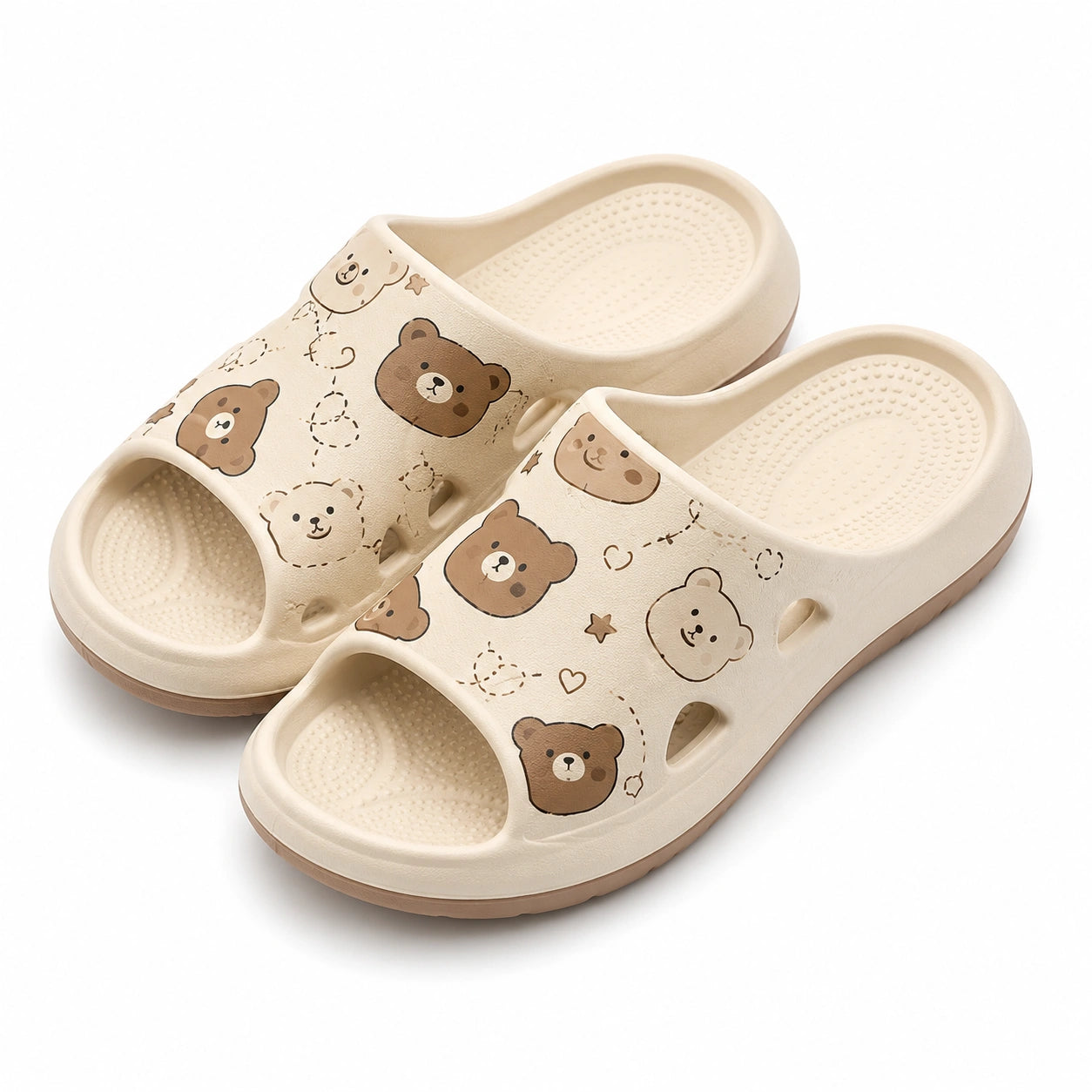 Ciabatte 36/37 in EVA beige con stampa orsetti - leggere e traforate