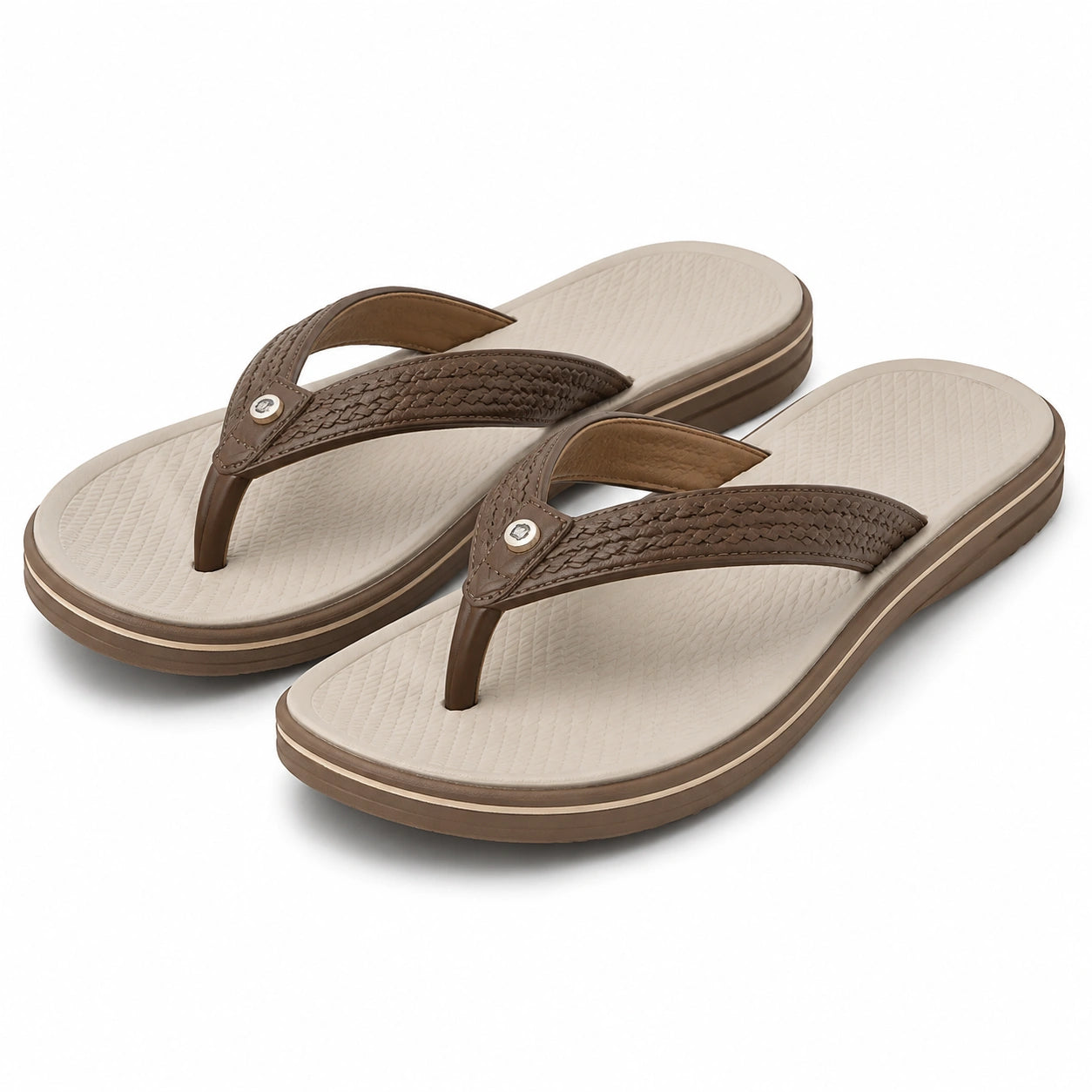 Infradito 40/41 marrone/beige in materiale sintetico - stile casual