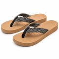 Infradito 40/41 con suola spessa beige e fasce intrecciate nere