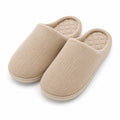 Pantofole da casa 38/39 in tessuto a coste beige con suola sintetica antiscivolo