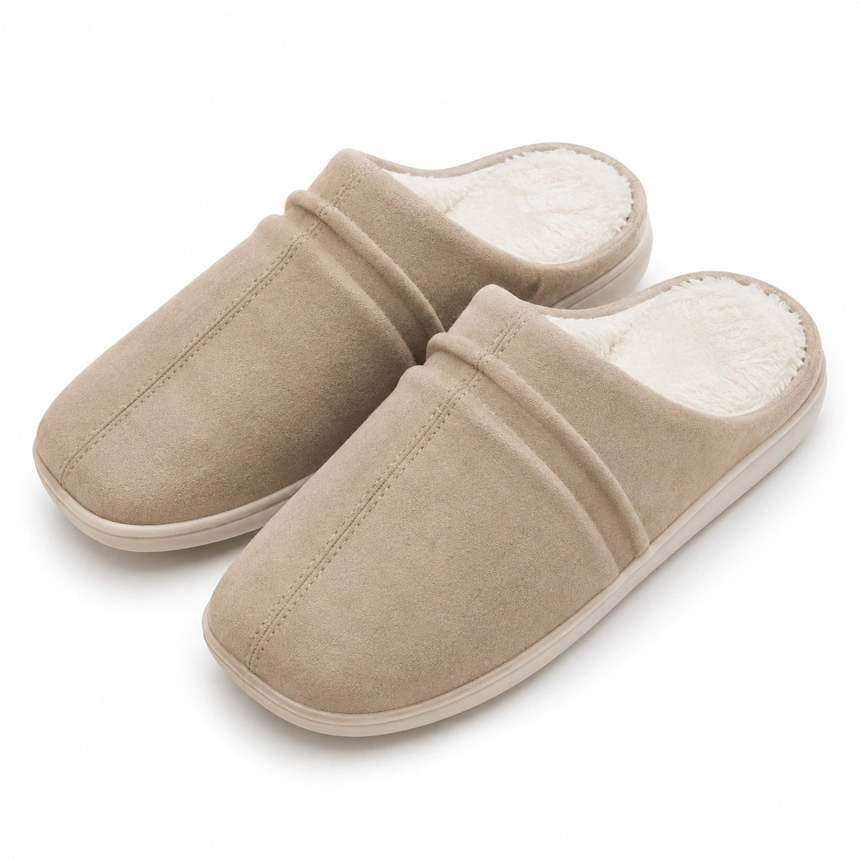 Pantofole da casa 40/41 beige effetto camoscio con fodera morbida