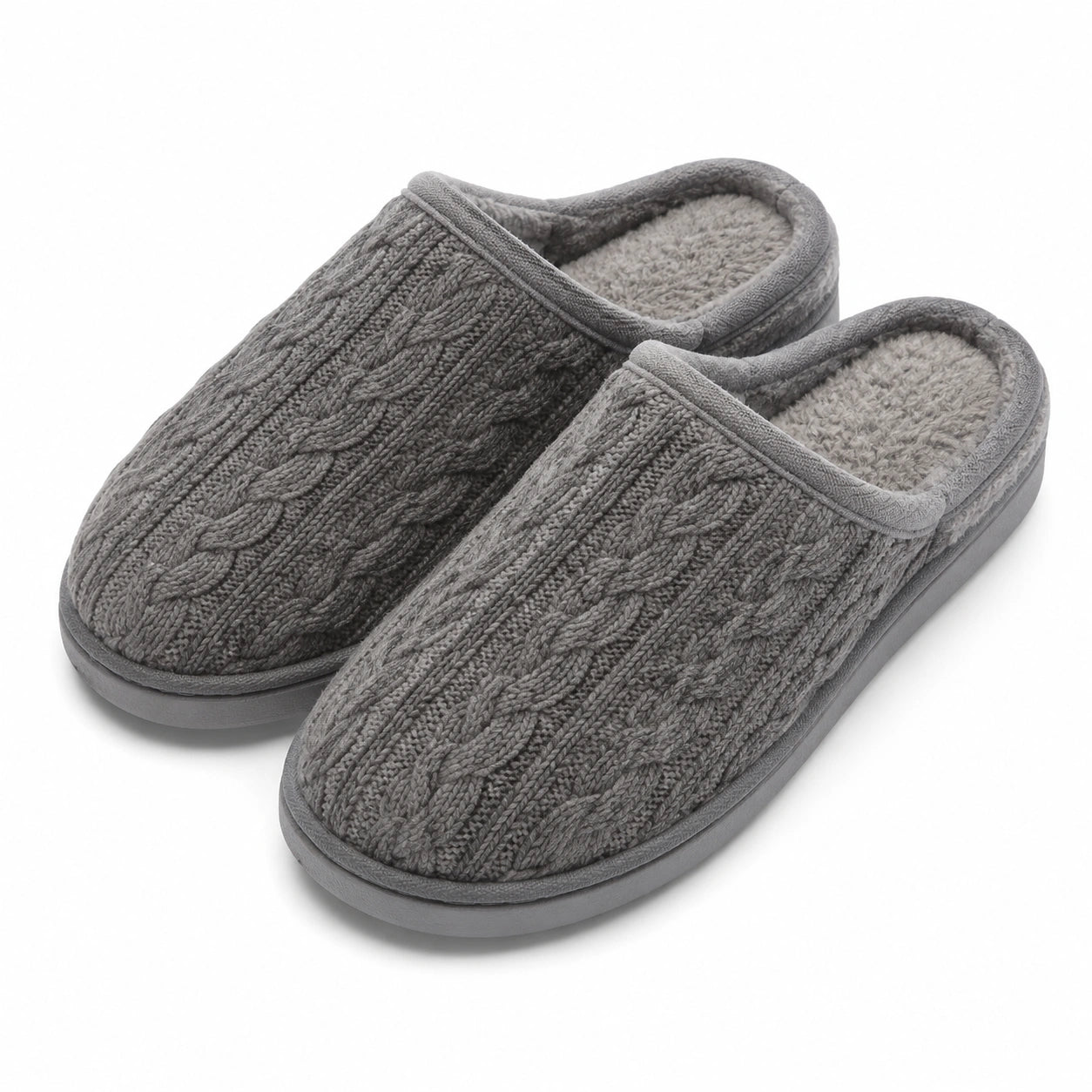 Pantofole da casa 36/37 grigio in tessuto morbido con motivo intrecciato