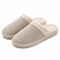 Pantofole da casa 36/37 in tessuto a coste beige con bordo peluche